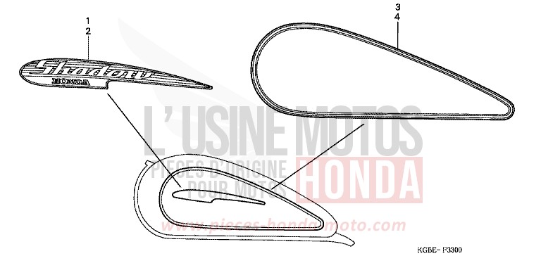 MARQUE/RAYURE de Shadow VT125C MYSTERY RED METALLIC (R231) 2001